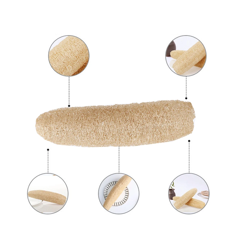 5pcs Long Bath Body Shower Sponge Scrubber Natural Loofah Bathing Massage Pot Bowl Scrubber Dishcloth Kitchen Bathroom Supplies