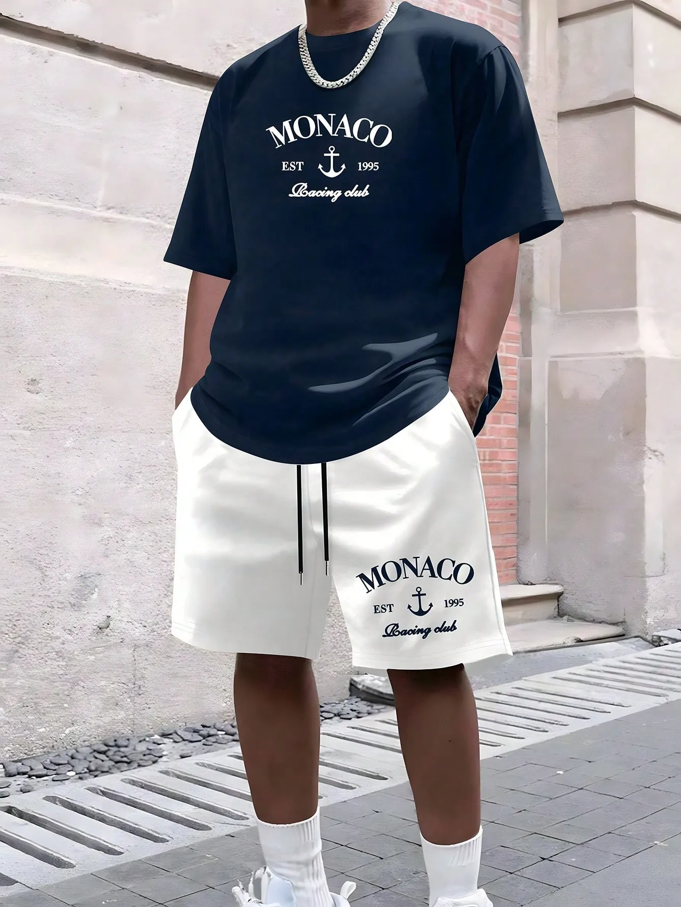 

2026 Summer New Men's Short-Sleeved Set with 3D Letter Pattern Print for Street Casual Fashion Comfortable and Soft