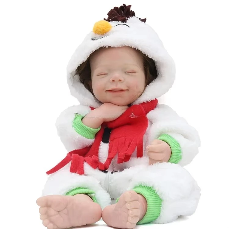 40CM Popular April Soft Solid Silicone Reborn Baby Dolls Handmade Lifelike Bebe Reborn DIY Reborn Dolls with Cute Penguin Suit