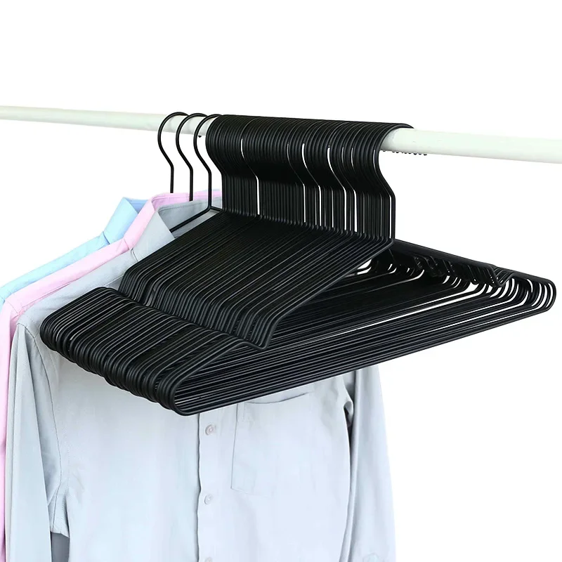 Minimalist Black Metal Hangers,Non-Marking Iron Clothes Hanger with Non-slip Notch for Pants Dress,Space Saving Clothing Racks