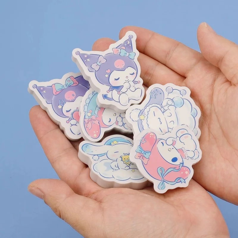 

12set/lot Sanrio Kuromi Melody Cinnamoroll Eraser Cute Writing Drawing Pencil Erasers Stationery Gifts School Supplies