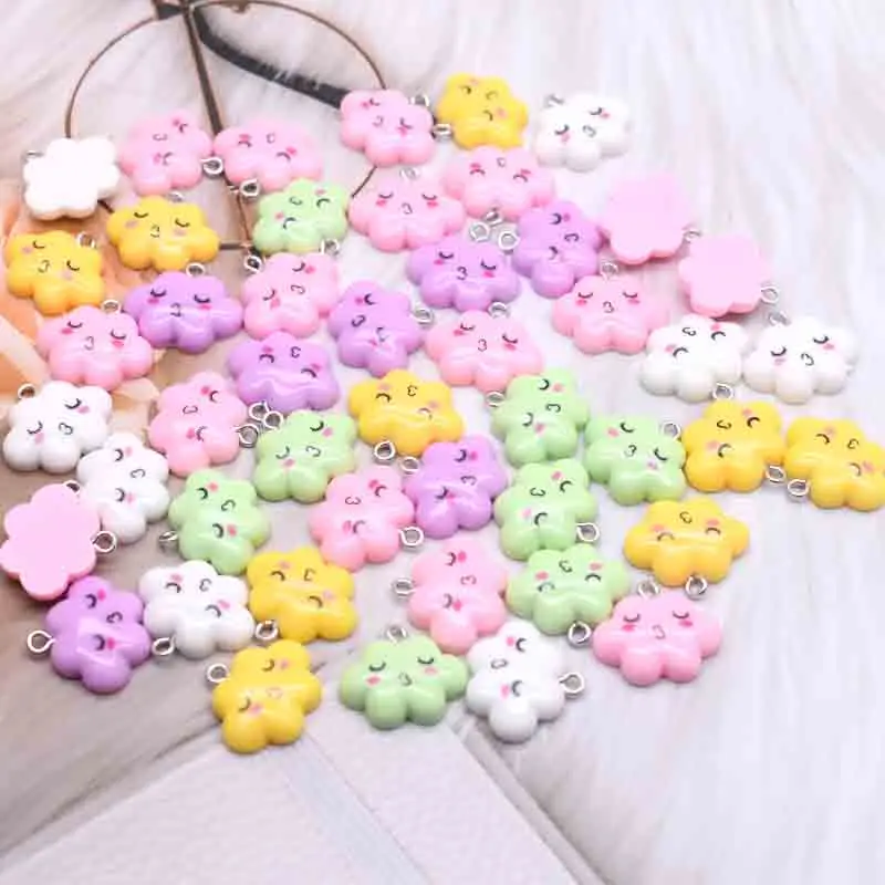 10pcs 20*18mm Mini 5 Colors  Clouds Resin Charms For DIY Decoration Earrings Necklace Jewelry Accessories Findings