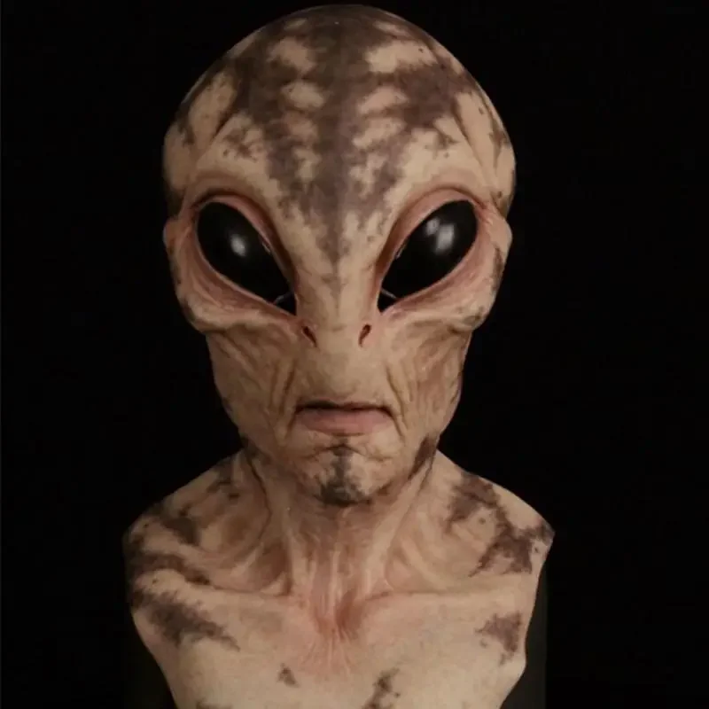 Máscara alienígena para cosplay masculina, cabeça cheia, látex, halloween, mascarada, carnaval, adereços de festa, assustador, máscaras de terror, homem