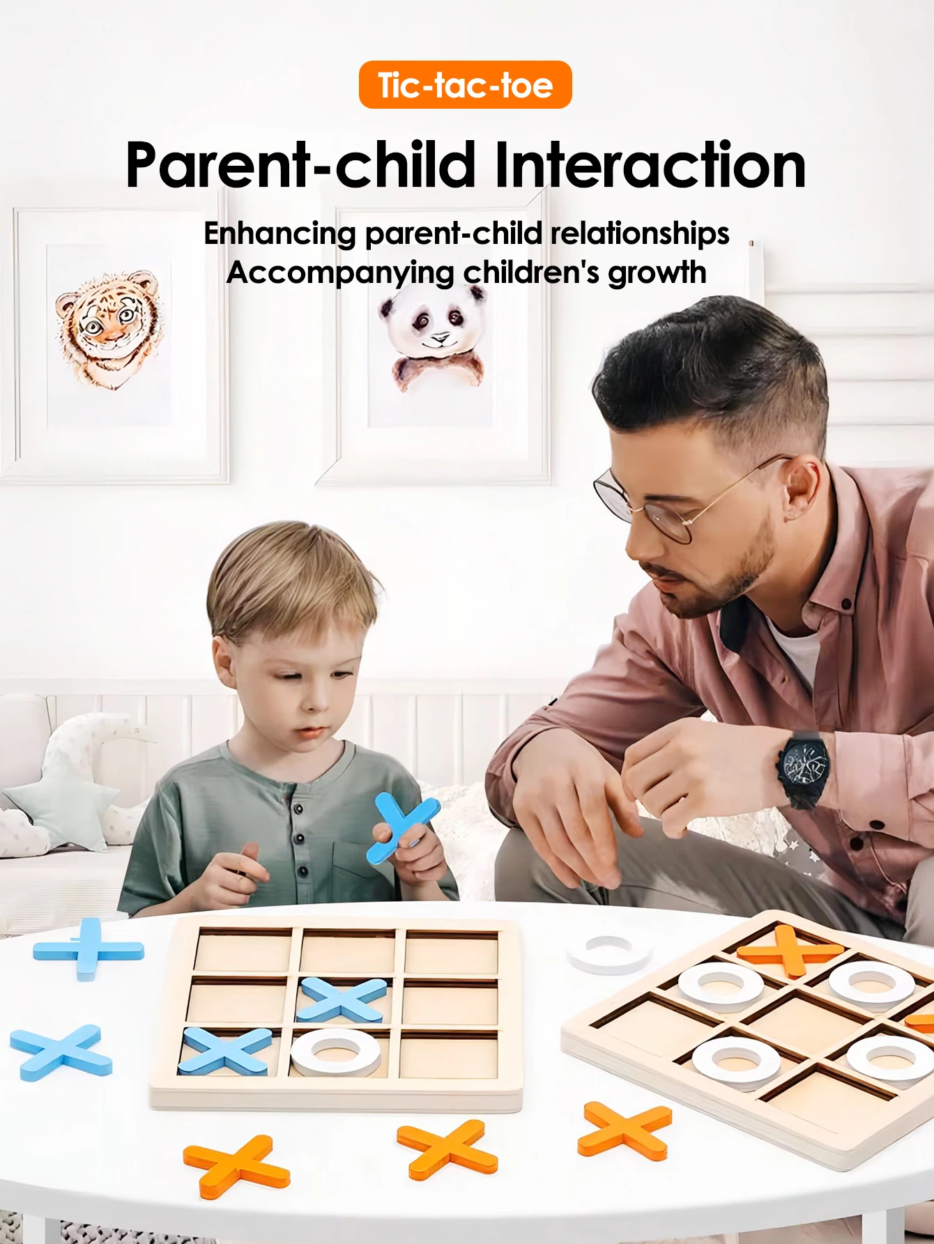 Montessori Chess Play Wooden Jigsaw Toy Game Interaction Puzzles Training Brain Learing Early Educational Toys For Children Kids - Image 4