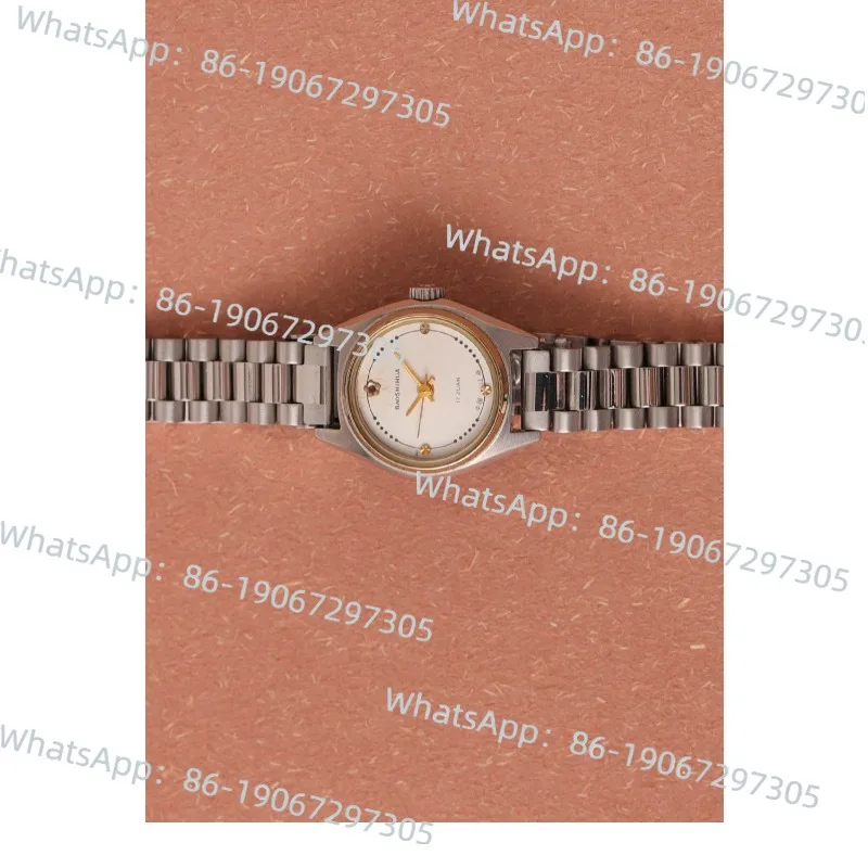 

Jewel Flower Small Size Disc Silver Personalized Steel Belt Simple White Surface Manual Mechanical Women's Watch