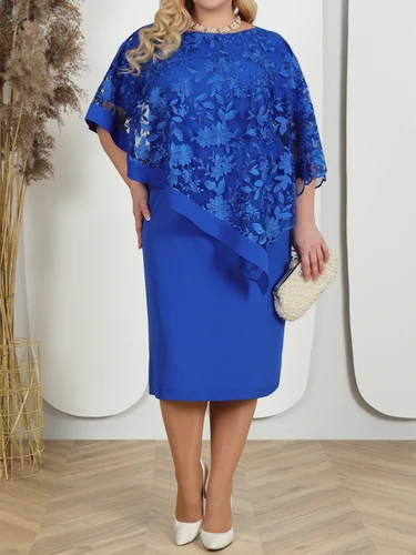 Imagen 2 del producto Vestidos de talla grande para mujer, vestido de tubo ajustado con volantes florales bordados, vestido de fiesta con curvas, verano 2024