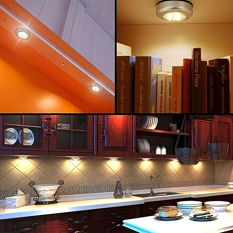 

1/4/10 件 Mini Led Night Light, Self Adhesive Push Light Stairs Hallway Closet Kitchen Bedroom, Cabinets, Counters, Hallway