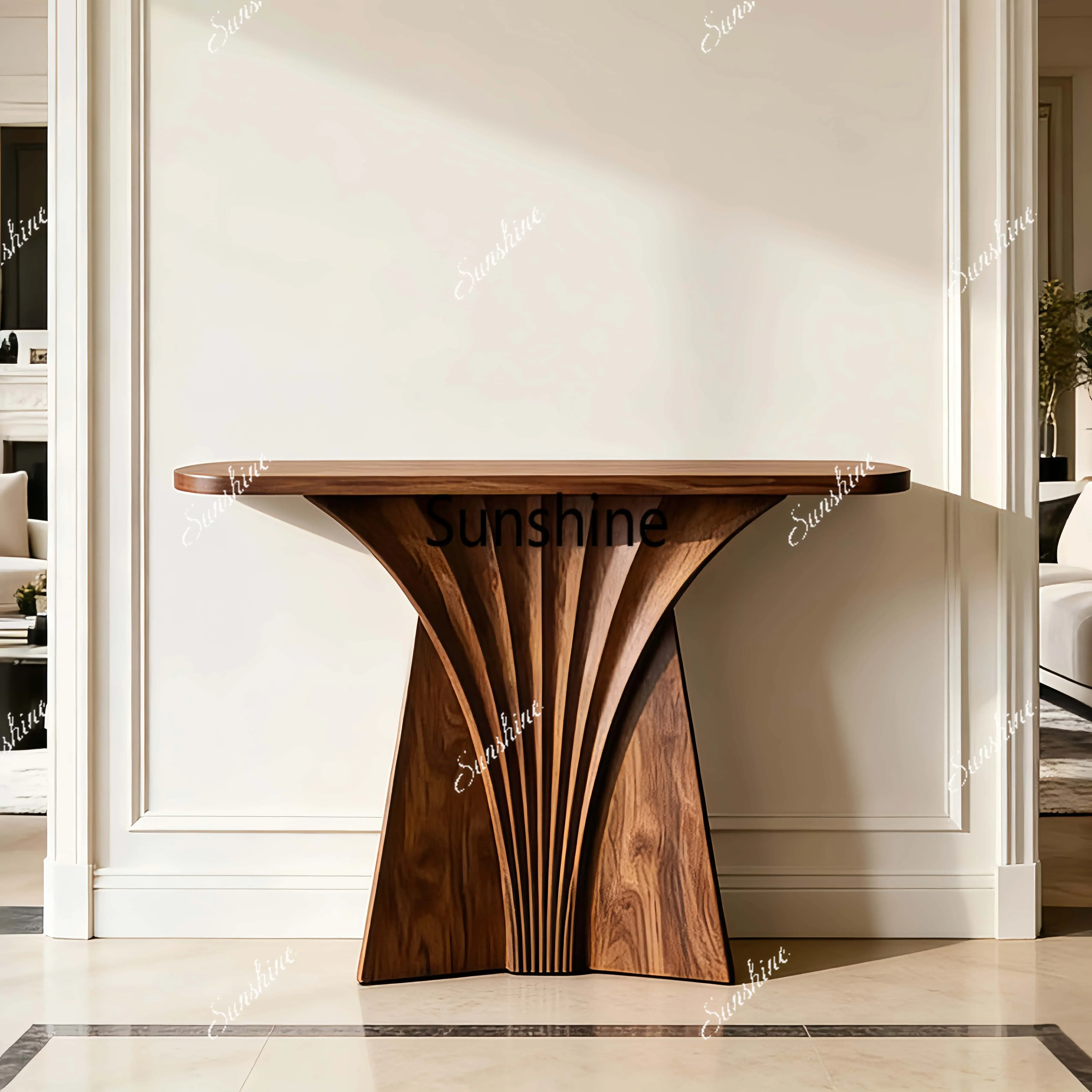 New Chinese-style entrance platform Italian light luxury all-solid wood end-view platform Entry foyerTJ