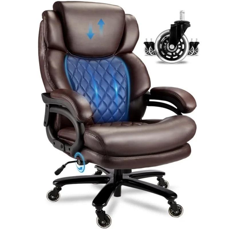 Big & Tall Office Chair Adjustable Headrest High Back Extra Wide Seat Heavy Duty Leather Home Office Computer Chair, Customized
