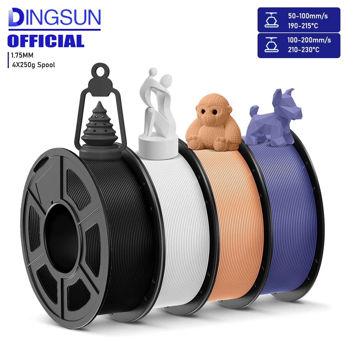 

3D Printer Filament PLA Bundle, PLA Filament 1.75mm Dimensional Accuracy +/- 0.02mm,250g/500g/1KG Spool