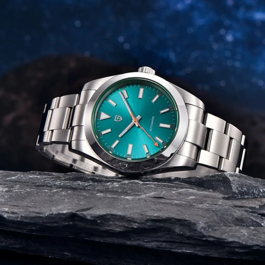 PAGANI DESIGN Green Glass Men's Mechanical Automatic Men AR Sapphire Crystal Stainless thumbnail 5
