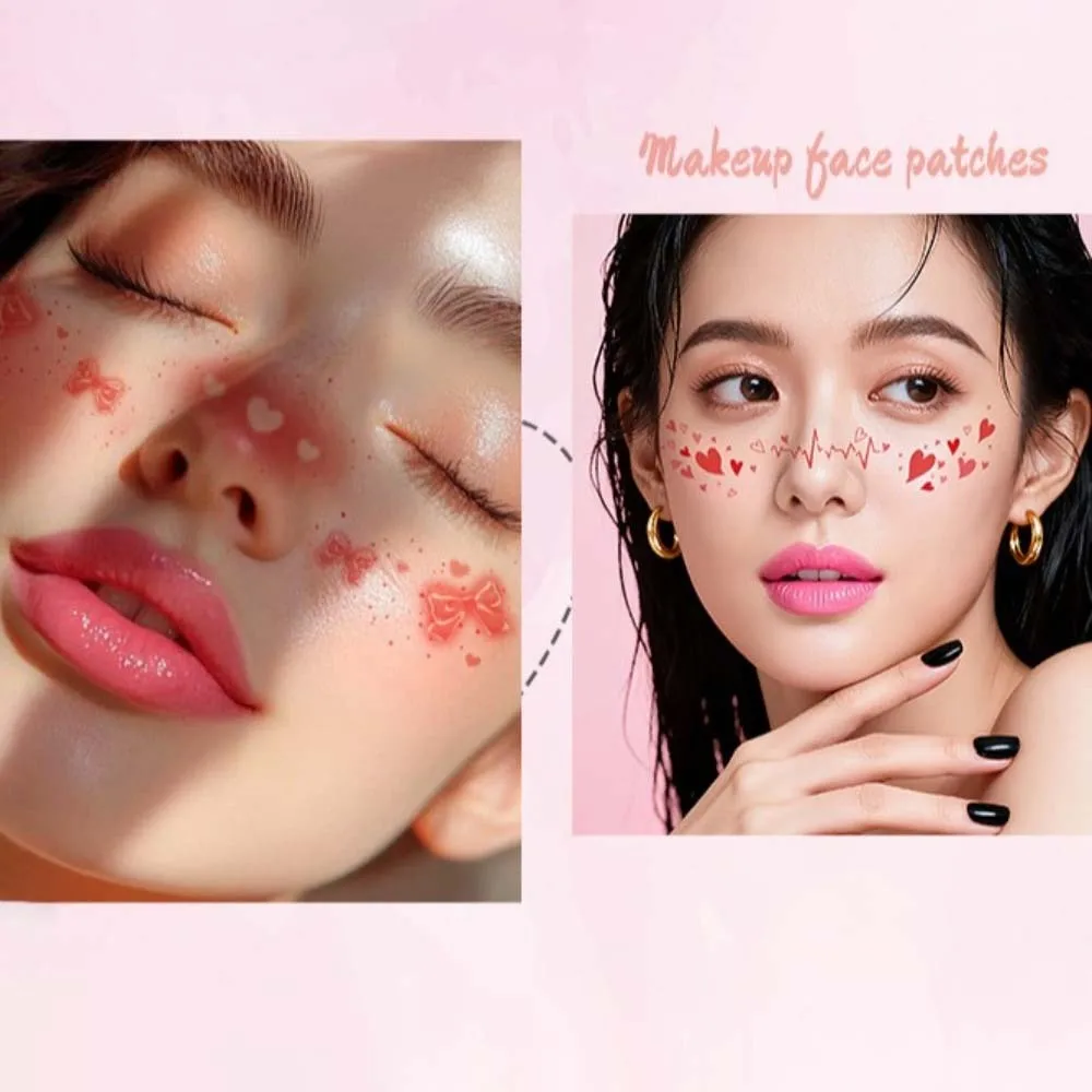 Waterproof Freckles Blush Tattoo Stickers Valentine's Day Love Heart Butterfly Glitter Face Temporary Tattoo Long-acting