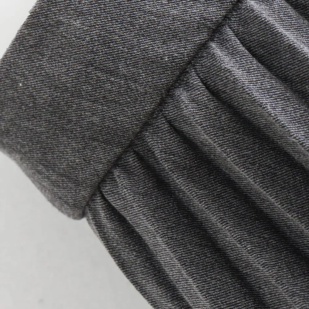 Nueva moda mujer cintura alta plisada Color sólido media longitud falda elástica promociones señora negro