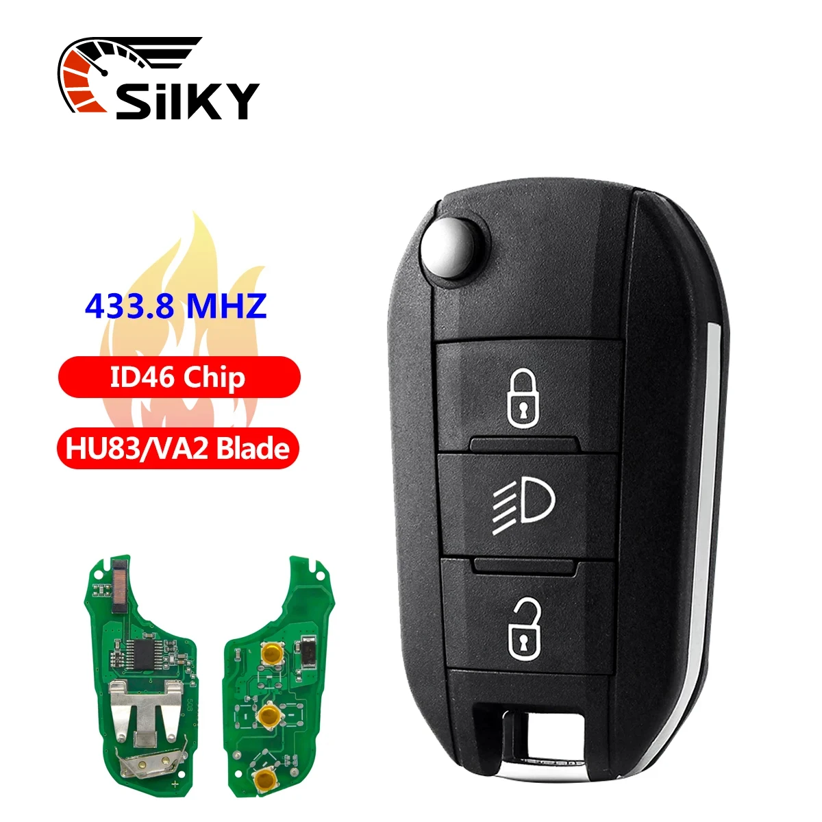 

SilKY 434MHz FSK ID46-pcf7941 Remote Control Key For Peugeot 208 2008 301 308 5008 508 For C4 Cactus 2014+ Hella HU83/VA2