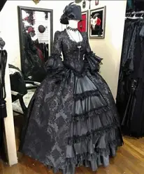 Victorian Dark Queen Costume Black Dress Gothic Steampunk Vampire Bridal Wedding Dress Set Vintage Gothic Fantasy Dress Custom