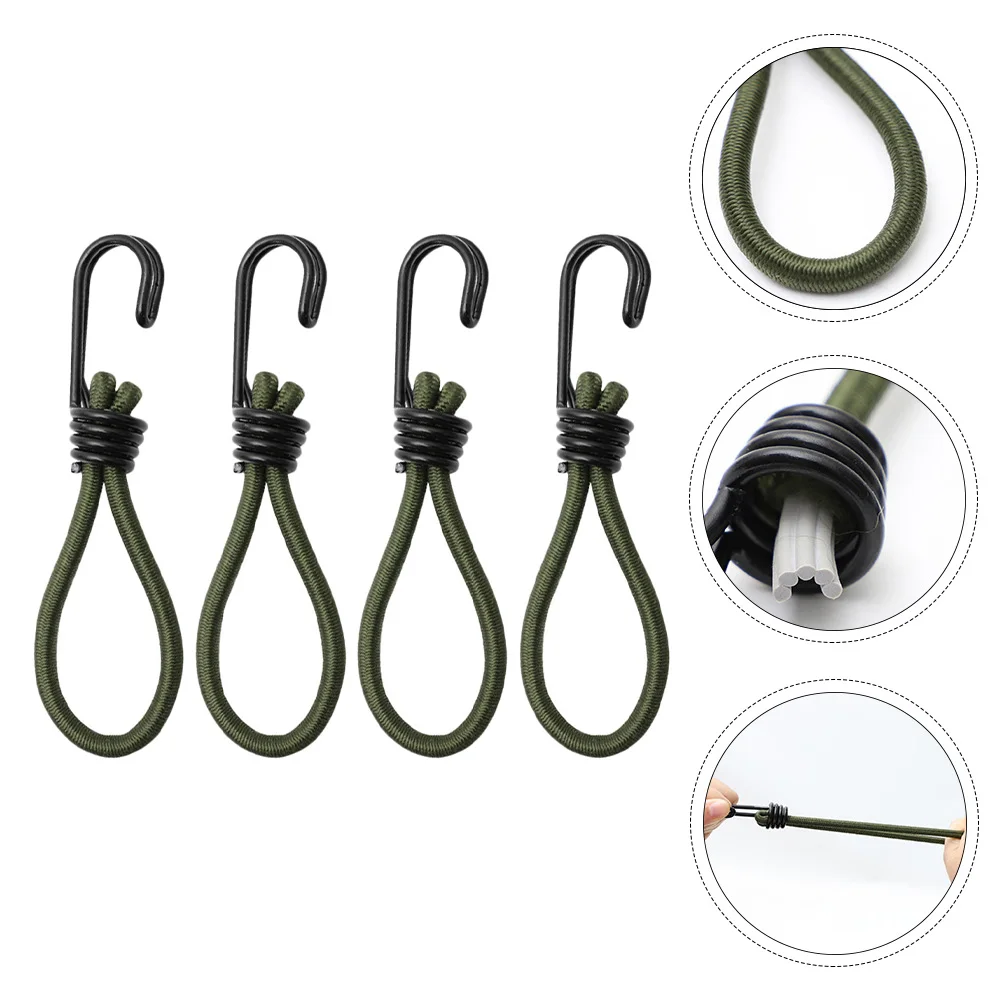

4 Pcs Elastic Band Tent Accessories Versatile Emulsion Bungees Cords with Hooks