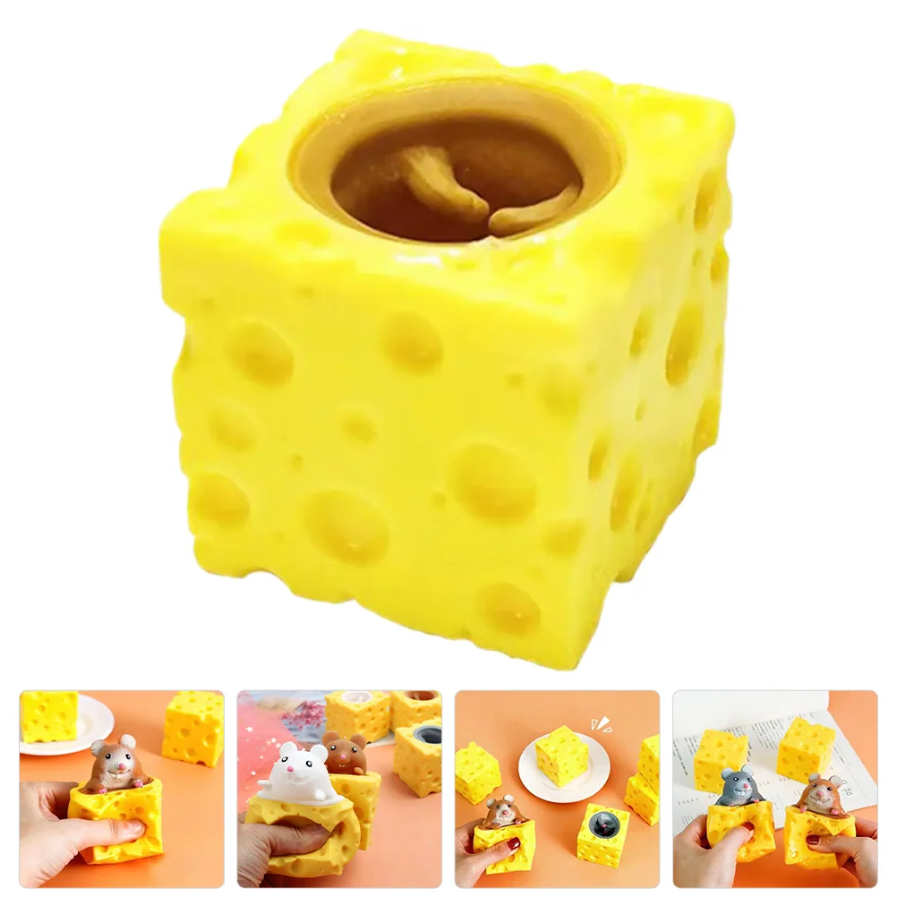 

3pcs Mouse Squeezing Toy Cheese Mouse Stretchy Toy Funny Mouse Decompression Toy Random Color