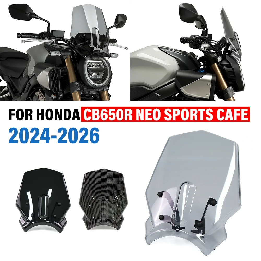 Für HONDA CB650R CB 650R 2024-2026 Motorrad-Frontverkleidung Windschutzscheibe Windabweiser Schutzscheibe mit Halterung