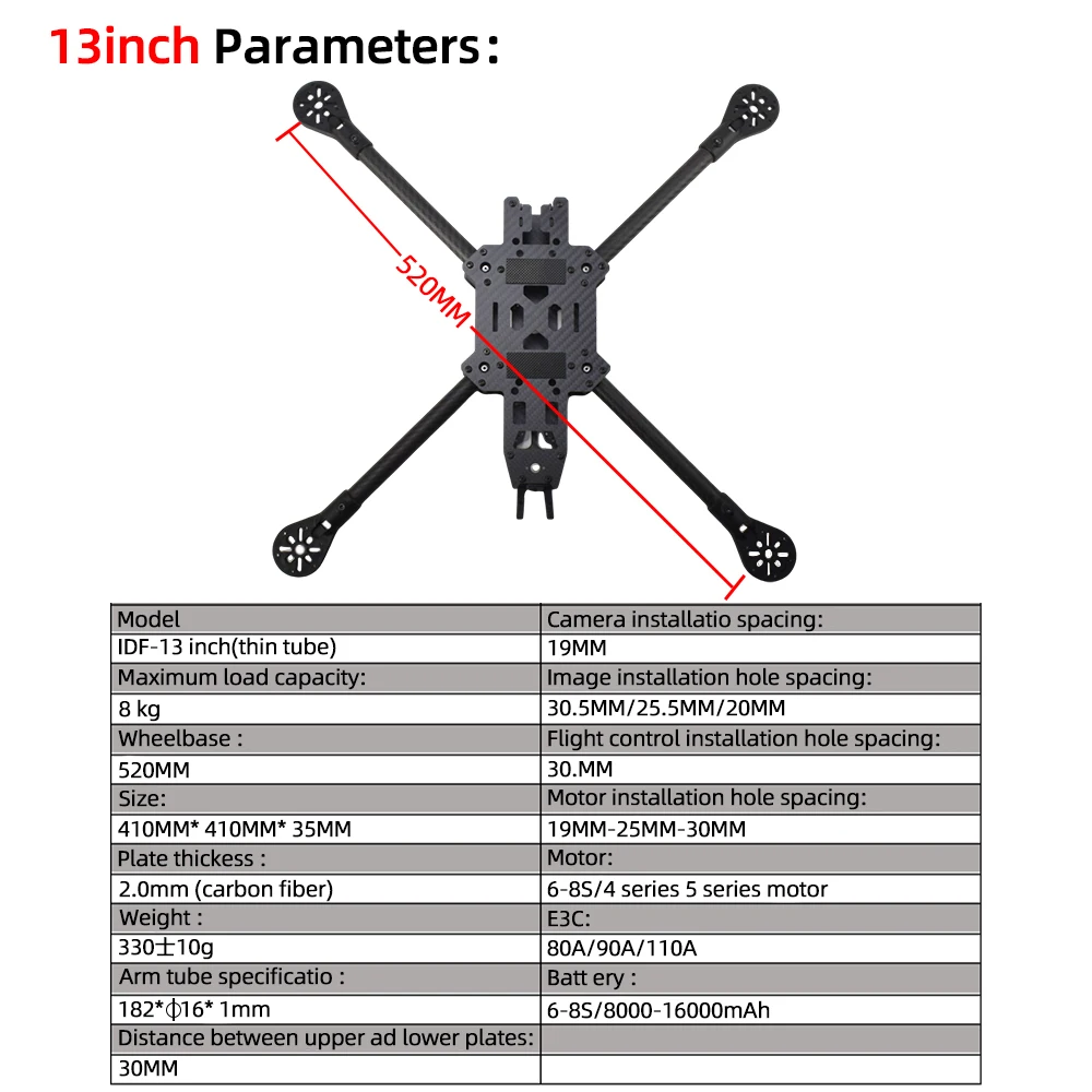 9IMOD FPV Freestyle Frame Kit Drone Fram 13/15inch Carbon Fiber Quadcopter with Print Parts For RC DIY FPV Racing Drone