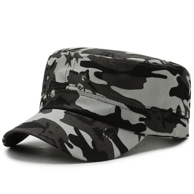 Vintage Camouflage Hats Flat Top Baseball Caps for Men Outdoor Sports Visor Hats Cadet Sunscreen Hats Gorras Para Hombres