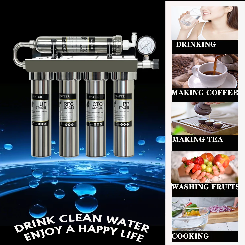 S57-4+1Multi-stage Activated Carbon Resin Ultrafiltration Element Stainless Steel Household Kitchen Water Purifier Water Filter