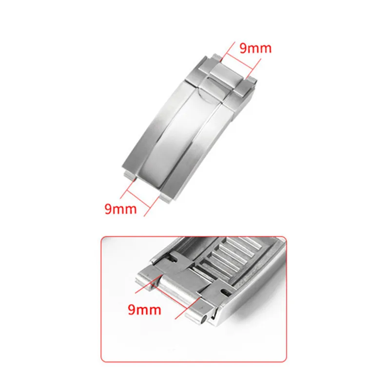 9mm Fine tuned stainless steel buckle Precision steel folding buckle Watch strap accessories for Rolex series watchband