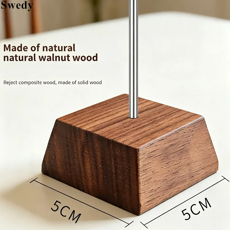 5 Pieces Walnut Wood Card Holder With Metal Clip Table Number Place Card Holder Stand For Restaurant, Photo Memo Clip