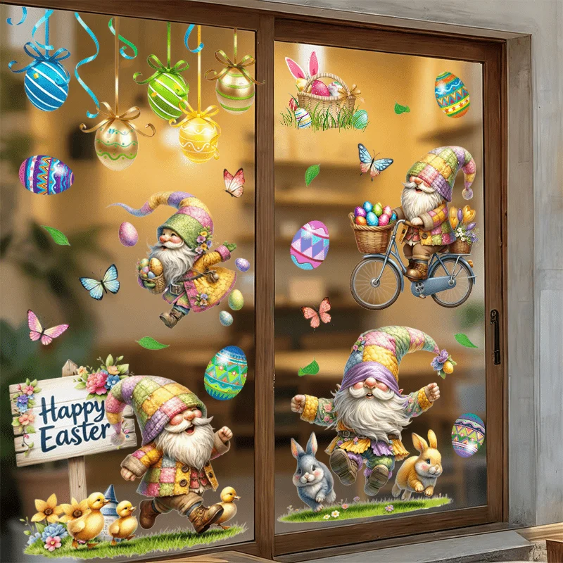 3pcs Easter Window Sticker,suitable for cabinet,glass doors,windows and wall decor,holiday decoration,freely DIY combinable