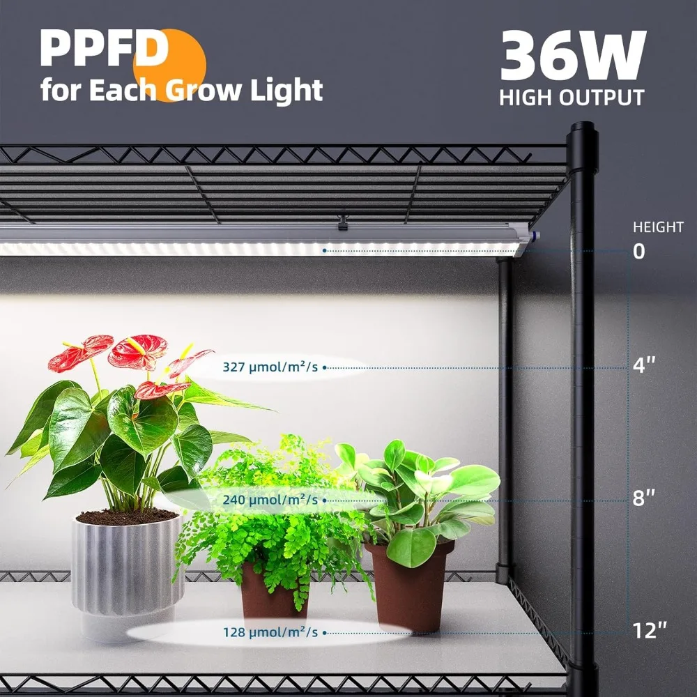 Stojak na rośliny ze światłem do uprawy, 3-pak LED Pełne spektrum Wewnętrzna półka na rośliny DIY ze światłem do uprawy Stojak na doniczki Stojak ekspozycyjny