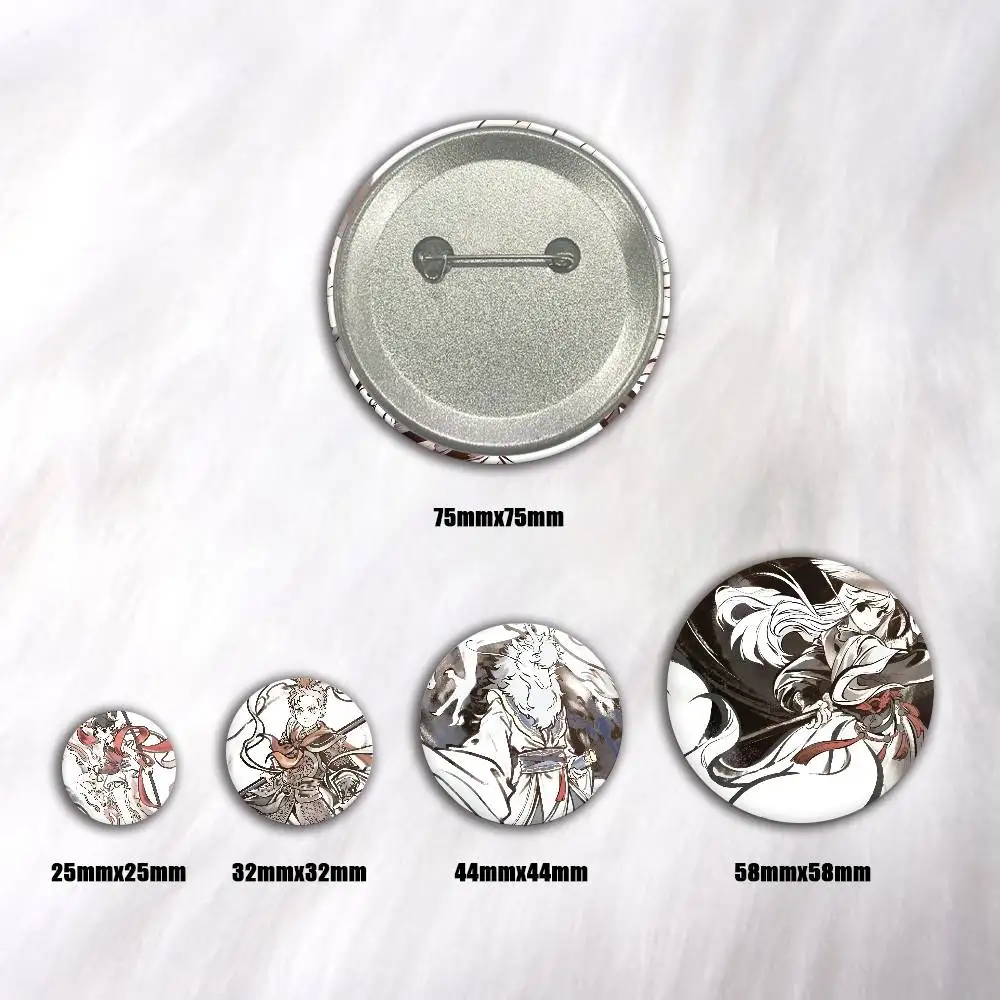 Cartoon Chinese Anime God Fei Ren Zai Manga Badges 44 58 75 mm Round Cosplay Pin Bag Decor Fans Collect Friends Gifts Brooch