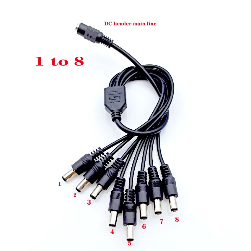 

5.5 x 2.1mm 1 Female to 2/3/4/5/6/8 Male DC Power Splitter Plug Cable Adapter 12V For CCTV Home Security Camera Accessories DVR