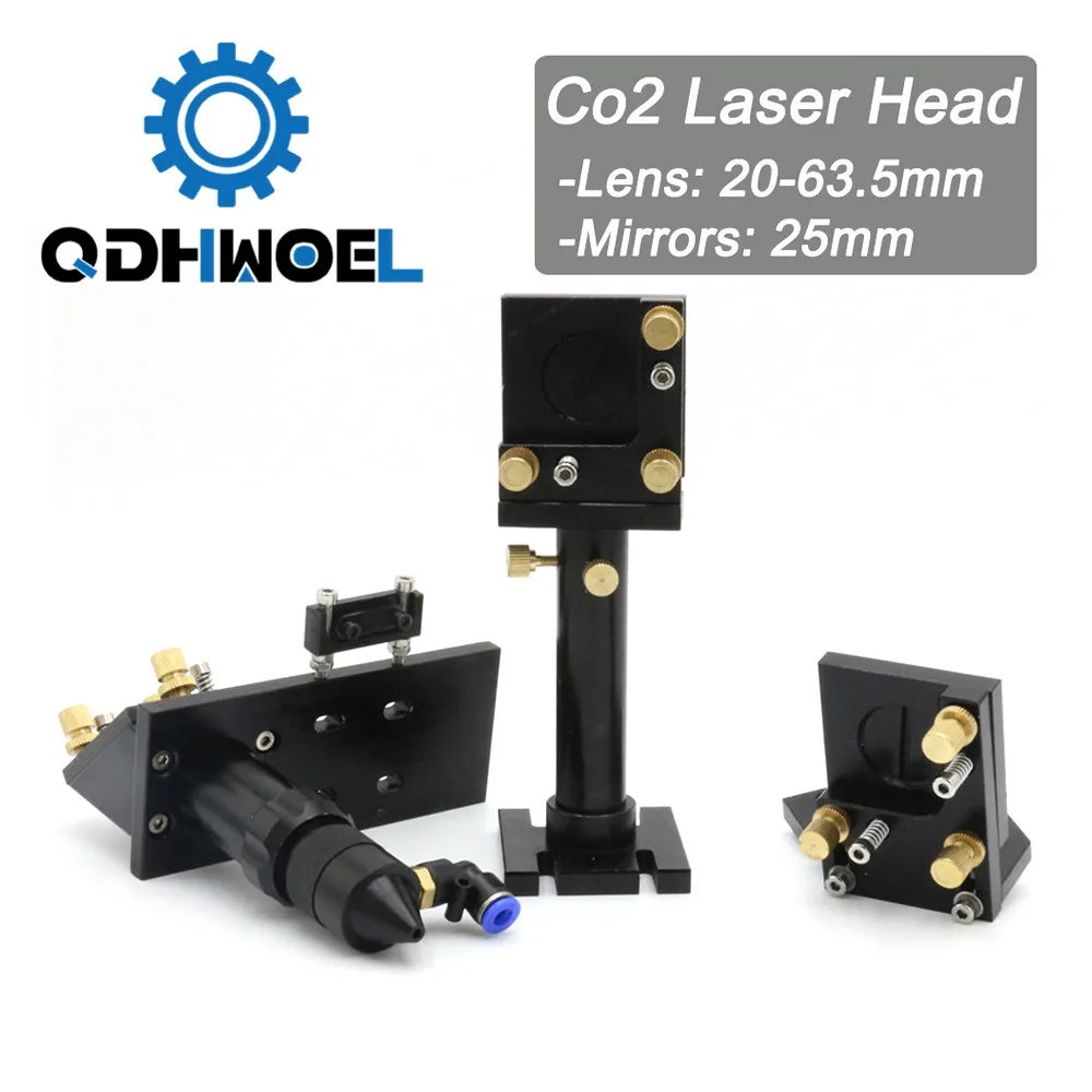 

QDHWOEL Co2 Laser Cut Head and Laser Mirror Mounts for Focus Lens 20-63.5mm and Mirror 25mm