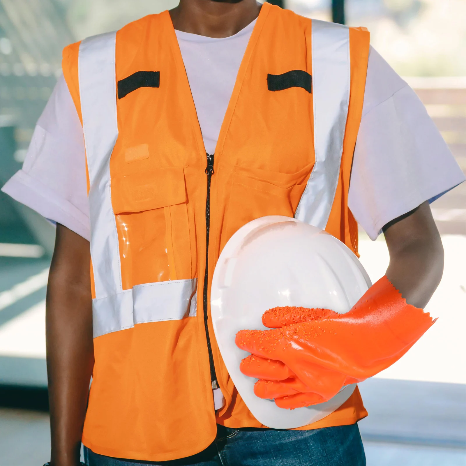 

Thickened Oil Resistant PVC Work Men Protective Outdoor Waterproof Acid Alkali Resistant High Visibility for Worker