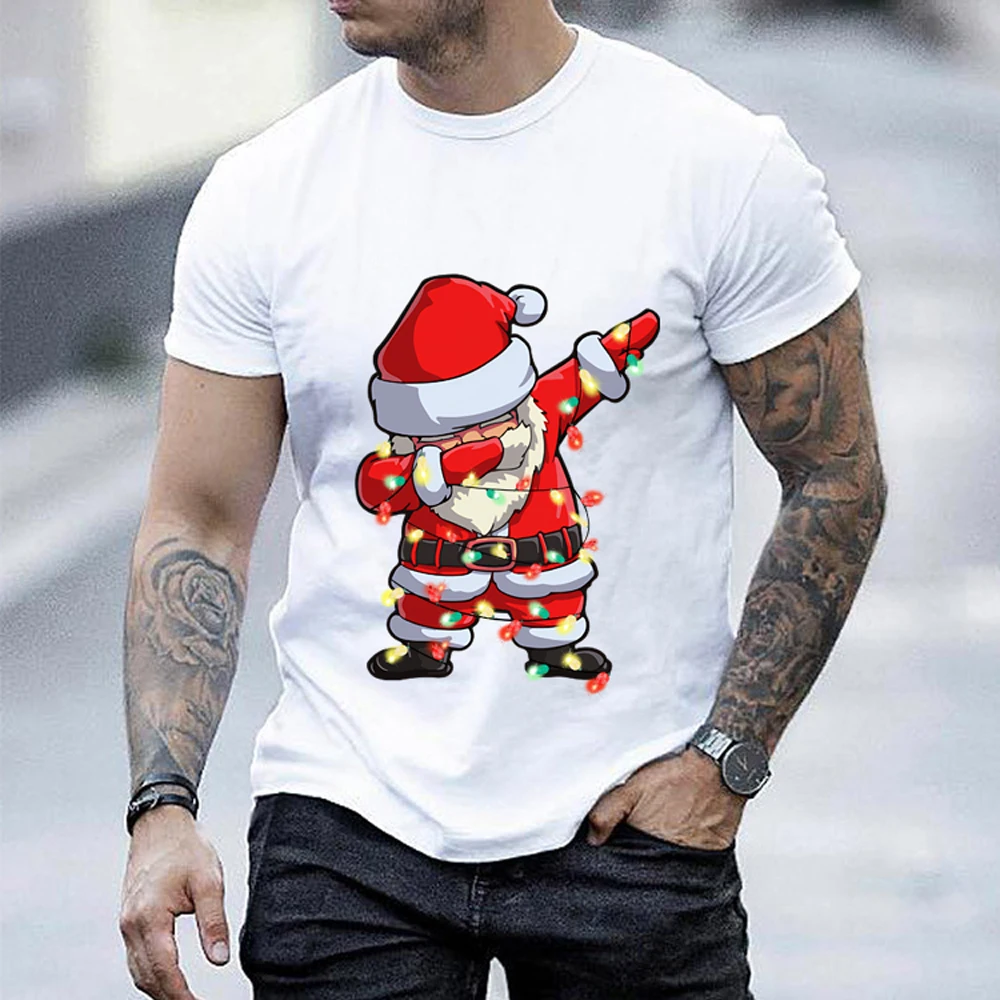 Funny X'mas T-Shirts Fashion 3D Santa Claus Printed T Shirt For Men Casual O-neck Oversized Short Sleeve Tops Christmas Clothing