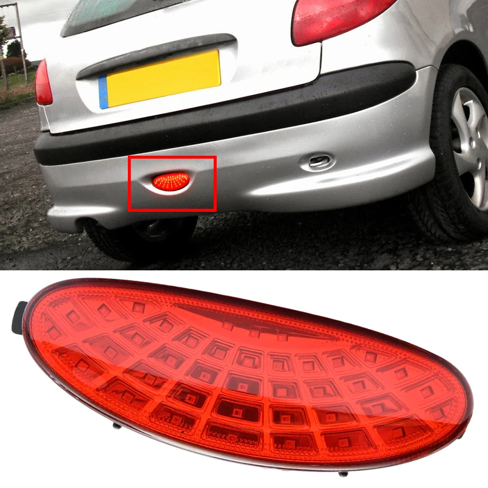 12V Car Rear Bumper LED Fog Light 6.38*2.2*2.76inch Fit for Peugeot 206/CC/SW/GTi 6351K5 LED Rear Bumper Fog Light