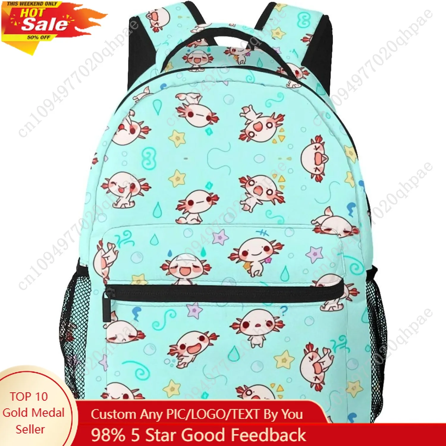 

Axolotl Kawaii Cute Backpack For School Laptop Bags Bookbag Big Casual Daypack For Student Girls Boys Kids Teens Travel Sports W