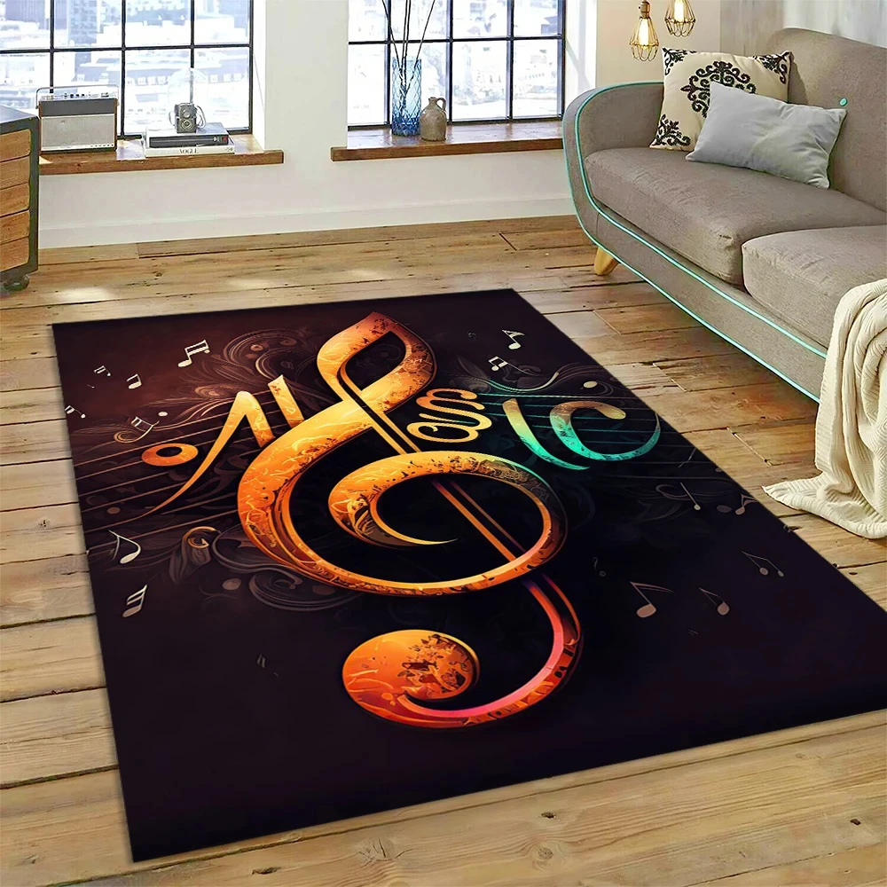 Colorful Musical Note Music Score Cartoon Carpet Rug for Home Living Room Bedroom Sofa Doormat Decor Kids Area Rug Non-slip Mat