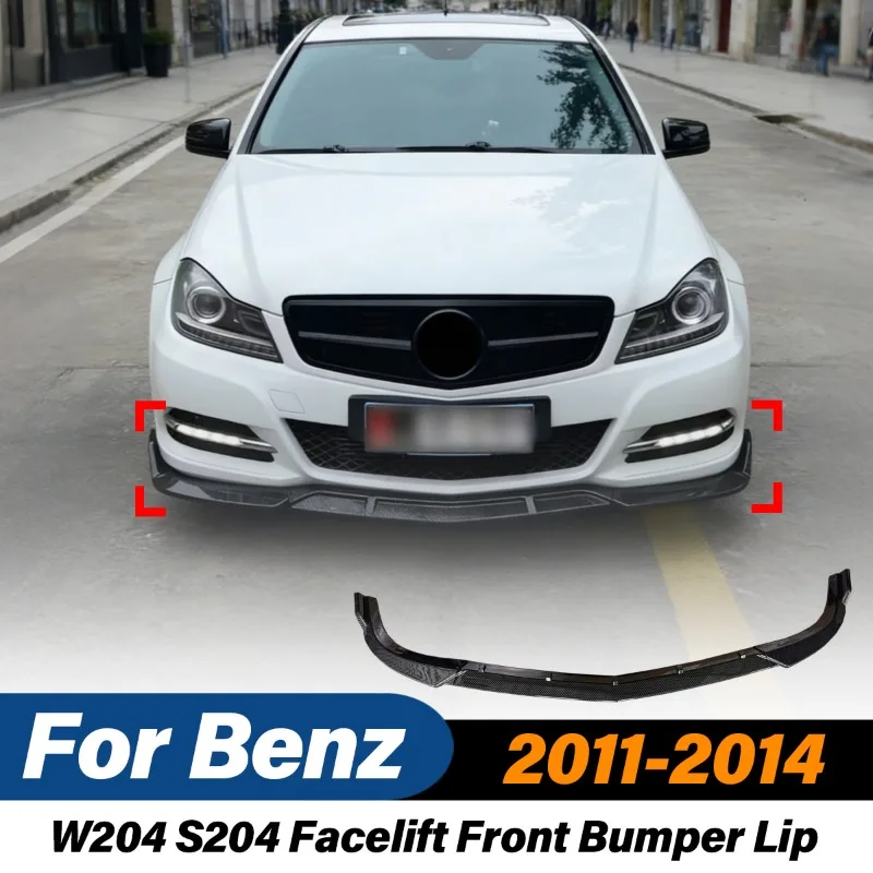 For Mercedes Benz C Class W204 2007 2008 2009 2010 2011 2012 2013 Racing Style Front Bumper Splitter Lip Body Modification Kit