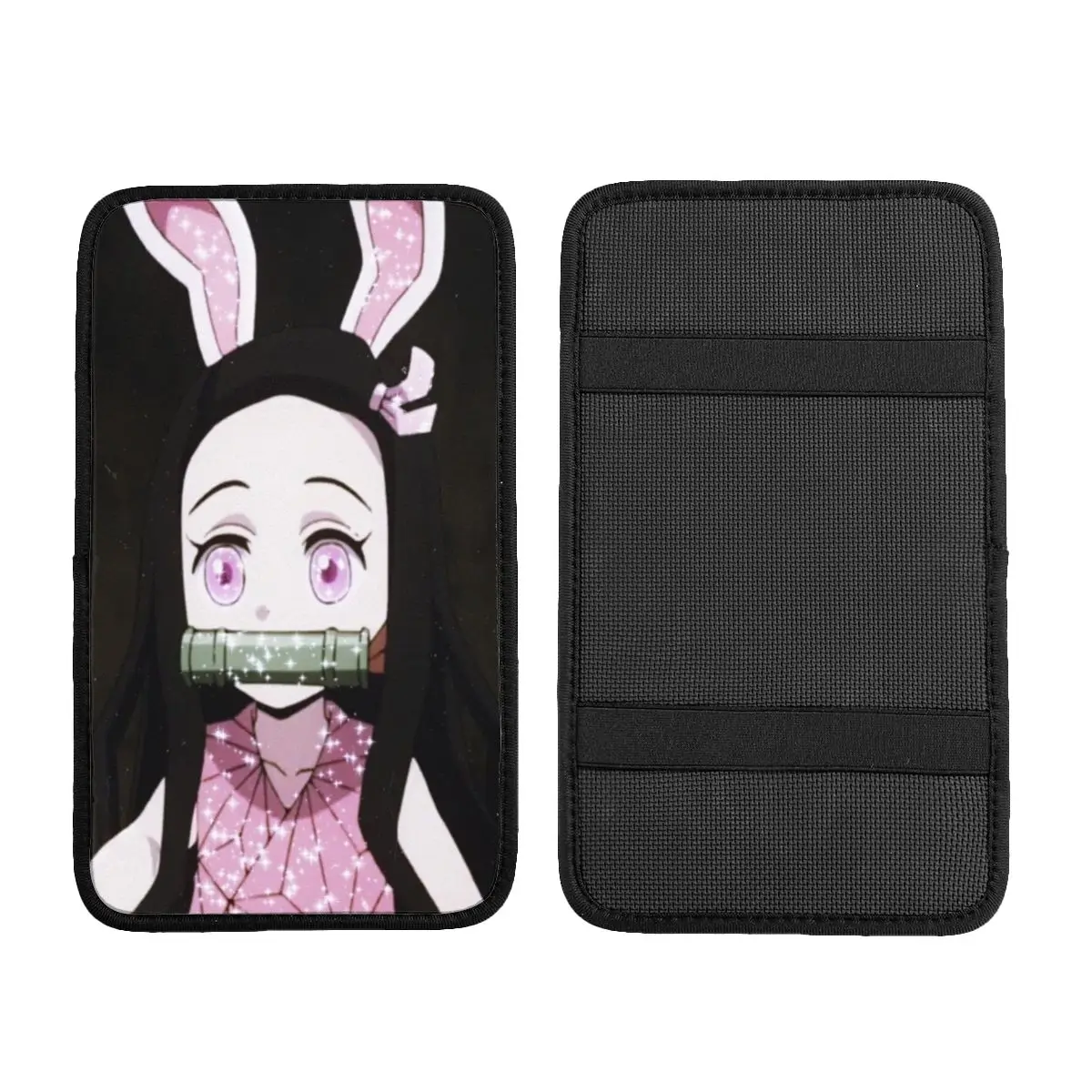 غطاء مسند ذراع سيارة منقوش قاتل الشياطين ، حصيرة كونسول مركزي ، وسادة سيارات ، إكسسوارات داخلية للسيارة