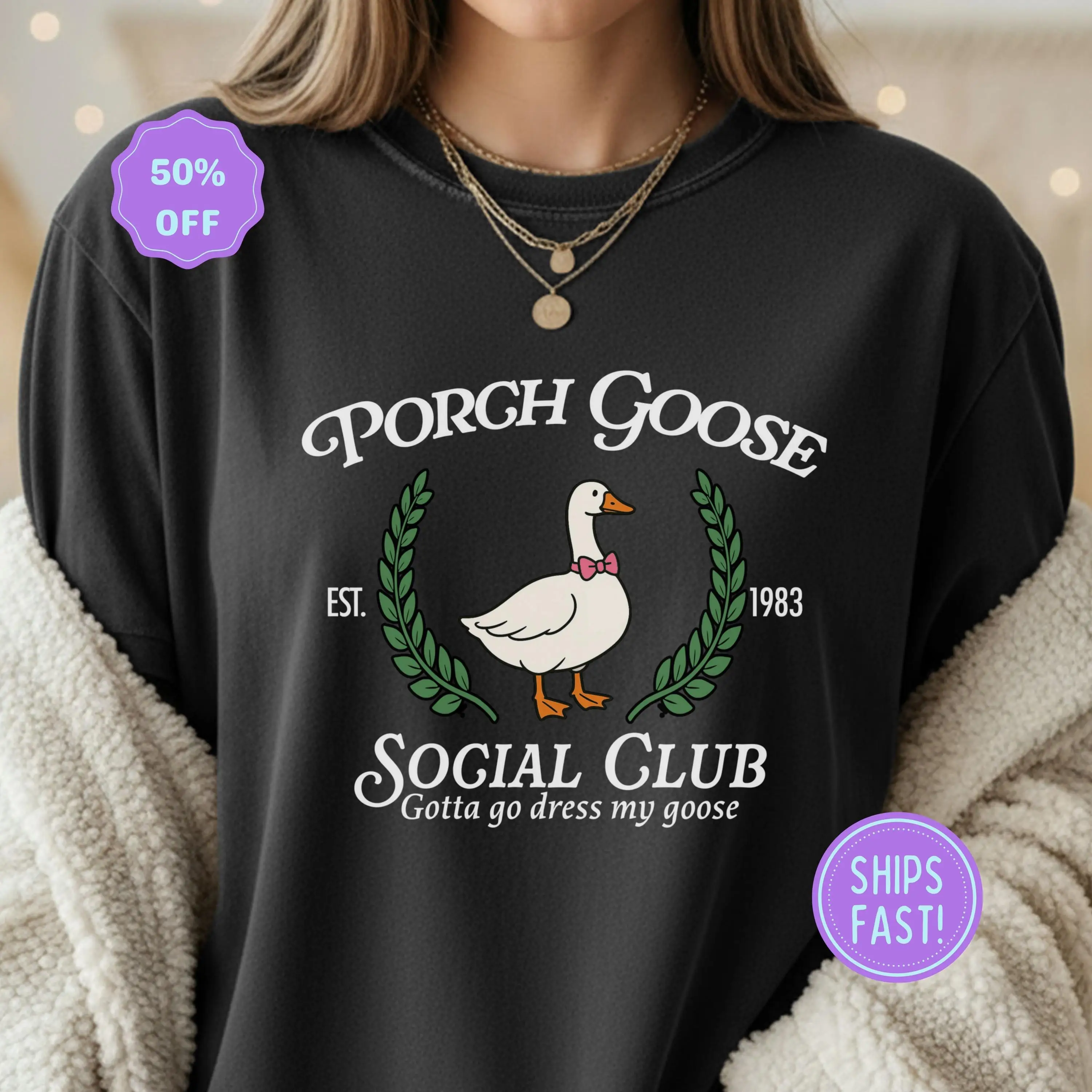 Porch Goose Tee - Porch Goose Social Club Shirt  Grandmas, and Who Love Cute Garden Club Vibes