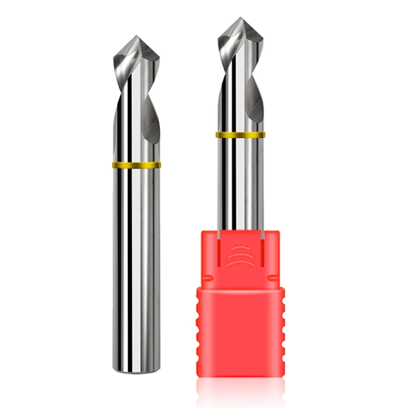AZZKOR Colorful Ring HRC55 2-Blade Tungsten Steel Carbide For Aluminum Chamfer Centering Drill For CNC Machining Center 90° Bit