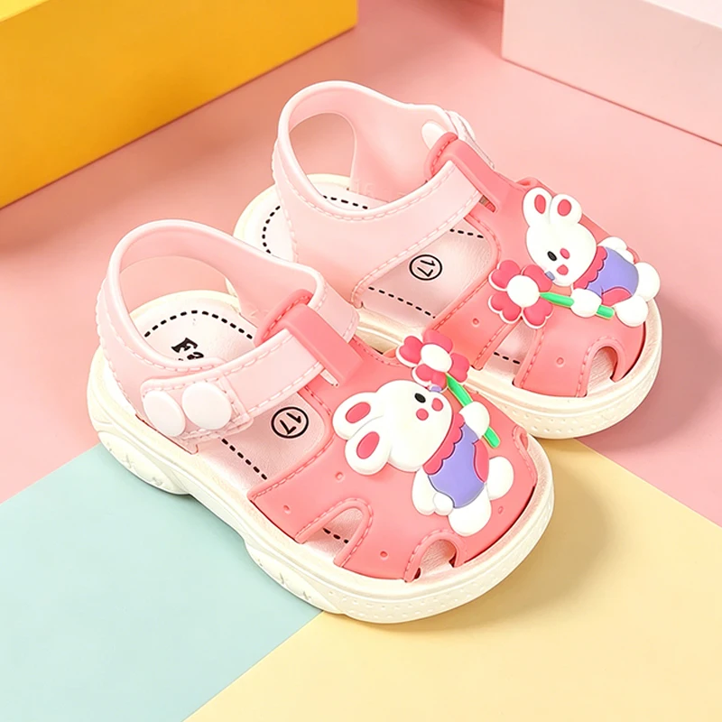 Cartoon-Sandalen mit geschlossener Zehenpartie für Kleinkinder, Kaninchen und Dinosaurier, rutschfeste, atmungsaktive Sommer-Outdoor-Freizeitschuhe – Detail 9
