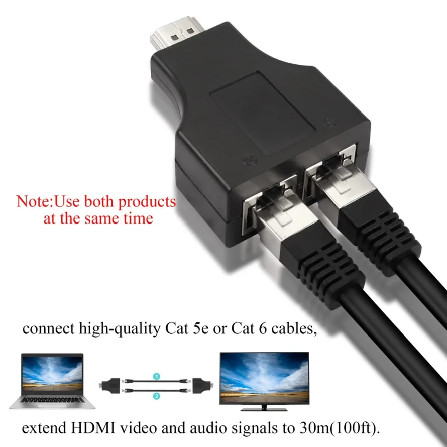 1 زوج مزدوج RJ45 HDMI متوافق موسع تمديد يصل إلى 30 متر أكثر من CAT6/5E شبكة إيثرنت LAN TX RX محول ل HDTV DVD PS3