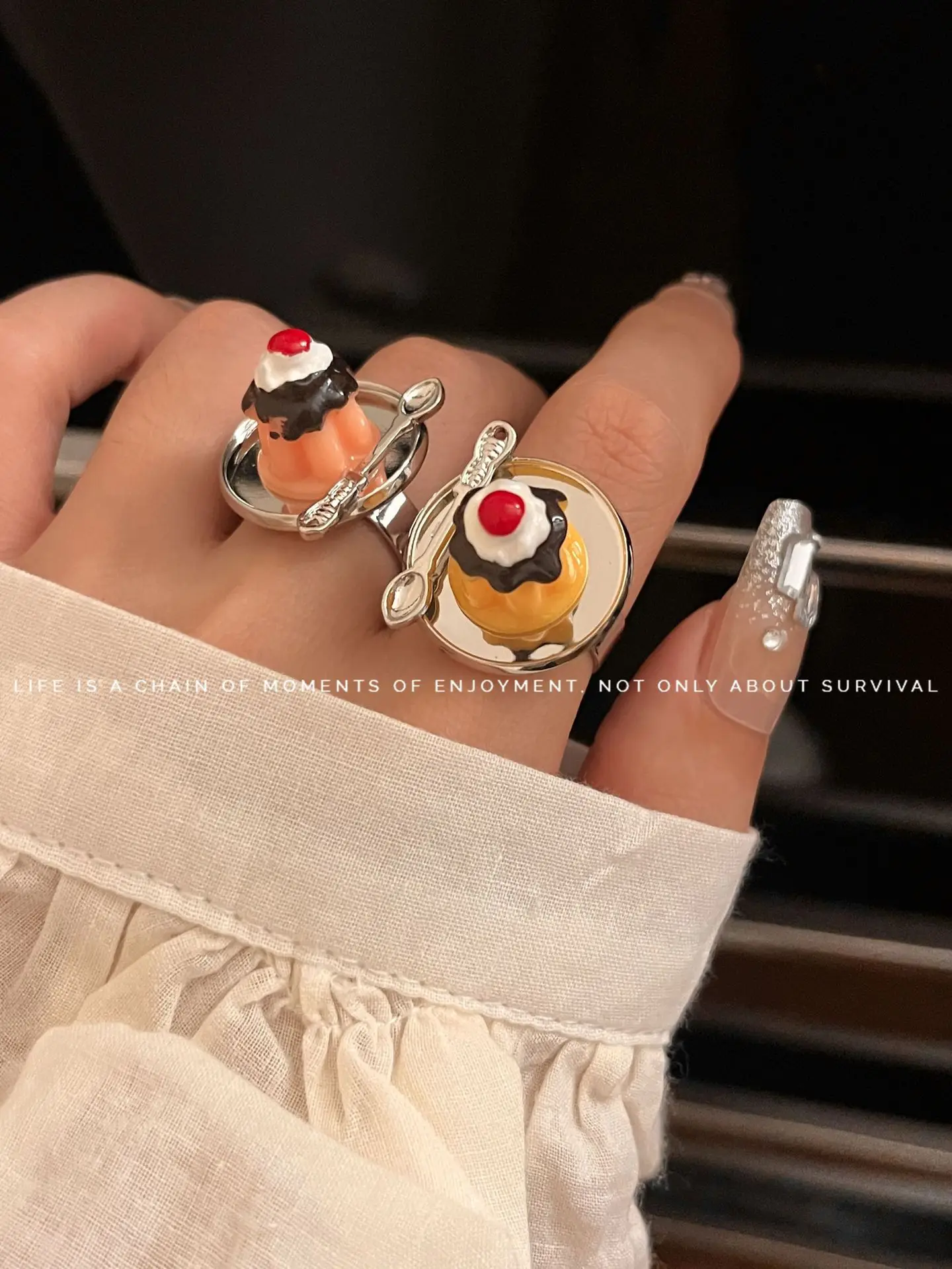 Fashion Cute Colorful Strawberry Cake Rings For Women Adjustable Young Girl New in Rings Y2k Korean Dongdaemun 2023 Gift Charm