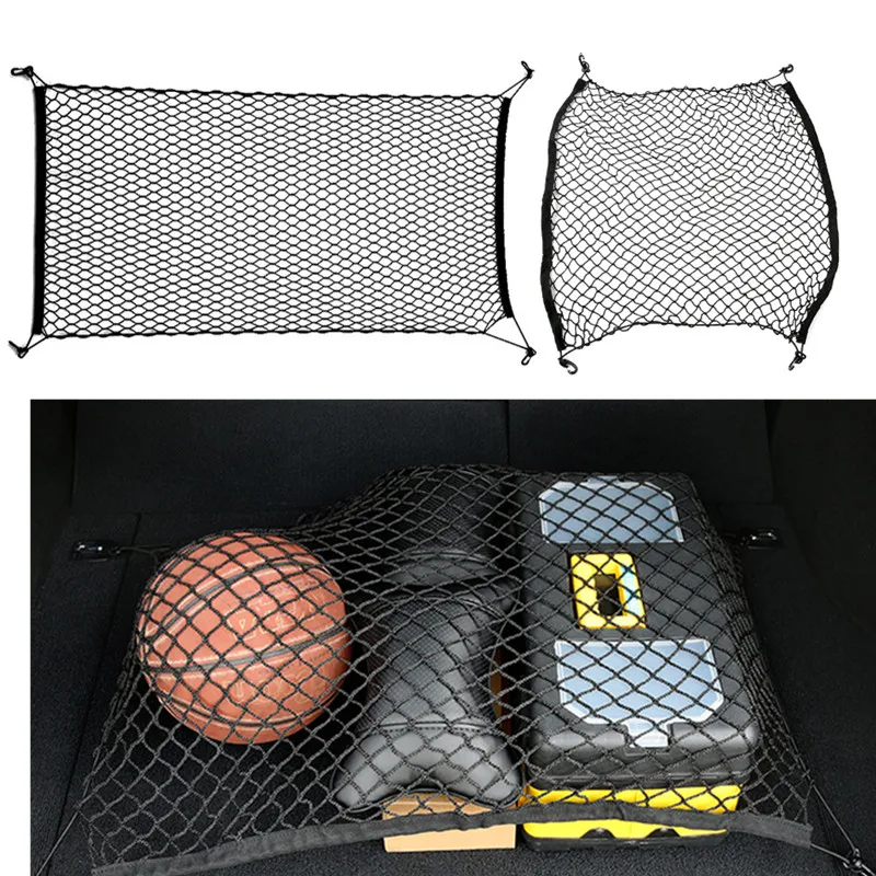 70*70cm 120*70cm Car Trunk Net Boot String Mesh Elastic Nylon Rear Back Cargo Trunk Storage Organizer Luggage Net Holder