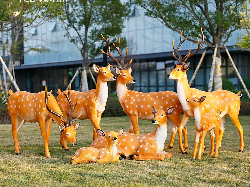 FRP Simulation Sika Deer Sculpture Deer Ornament Garden Courtyard Sales Department Outdoor Garden Landscape Animal