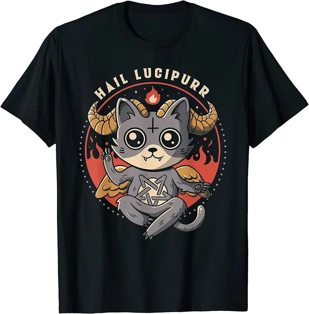 

Hail Lucipurr Devil Cat Lover Pentagram Satan Cute Baphomet T-Shirt