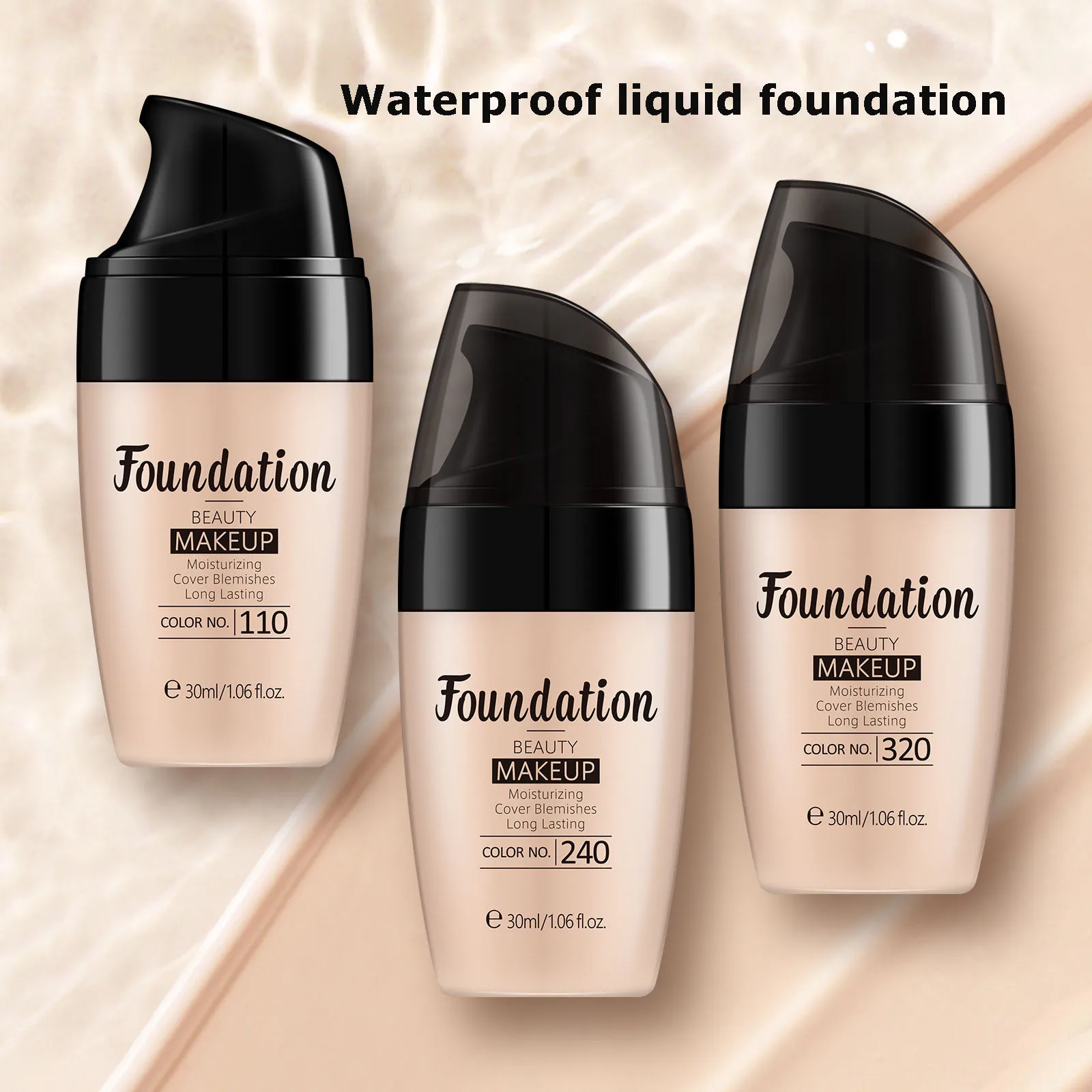 Gezicht Foundation Crème Waterdichte vloeibare make-up Matte basis Professionele make-up Cosmetica Langdurige concealer