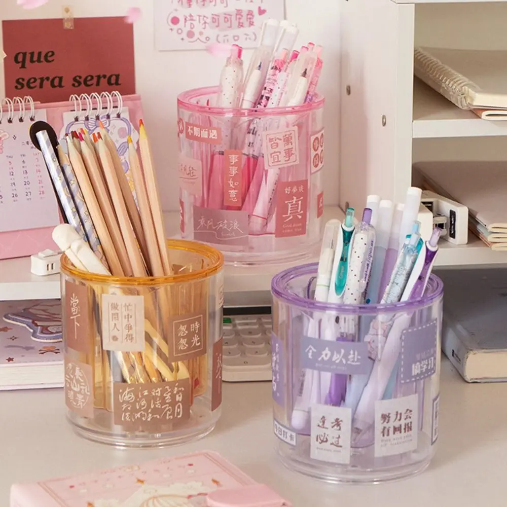 

360-degree Rotating Desk Pencil Holder Large Capacity Space Saving Makeup Brush Organizer Convenient Visible