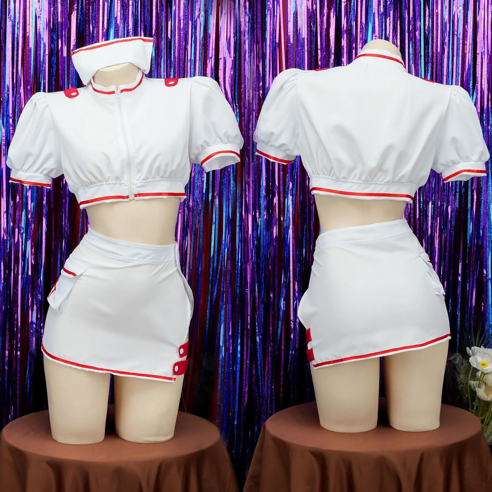 Women Cute Nurse Maid Cosplay Costumes Anime Sexy White Nurse Uniform Maid Underwear Nightdress Outfits Halloween Party Clothes